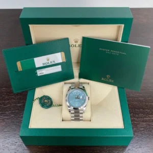 Rolex Day-Date 40 Platinum 228206 40 Ice Blue Motif Dial Box & Papers 2018