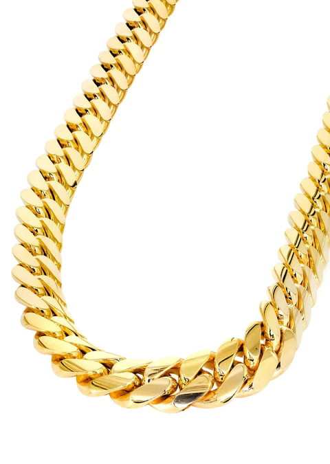14K Gold Solid Miami Cuban Link Chain