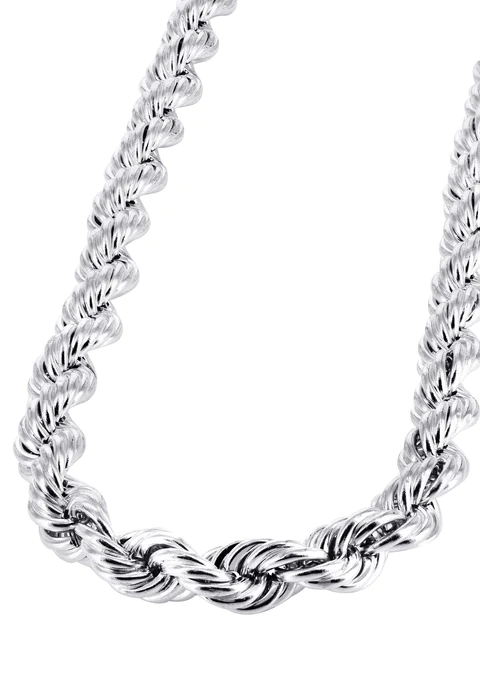 10K White Gold Mens Hollow Rope Chain