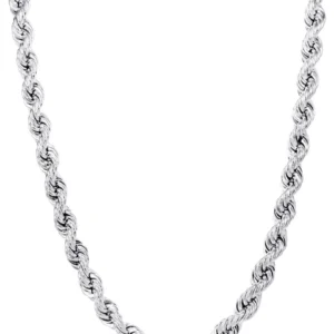 10K White Gold Mens Hollow Rope Chain
