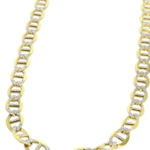 14K Gold Solid Diamond Cut Mariner Chain