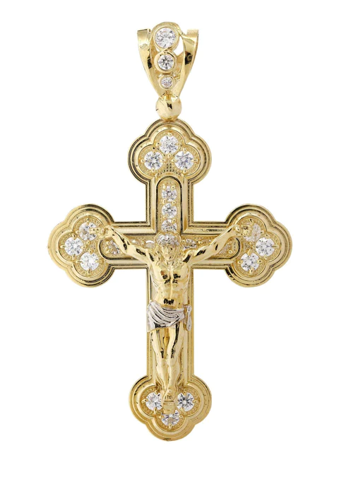 10K Gold Cross / Crucifix Pendant / 13