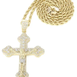 10K Yellow Gold Cross Crucifix Necklace | Appx. 17.9 Grams