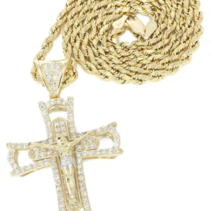 10K Yellow Gold Cross Crucifix Necklace | Appx. 11.2 Grams
