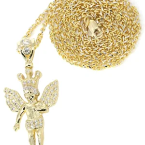 Buy 10K Gold Fancy Link Angel Necklace | Appx. 10 Grams