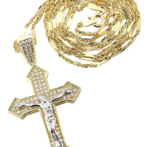 Buy 10K Gold Fancy Link Gold Cross / Crucifix Necklace | Appx. 7.4 Grams