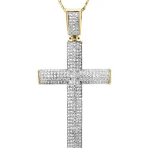 10K Yellow Gold Pave Cross Necklace | Appx. 13.1 Grams