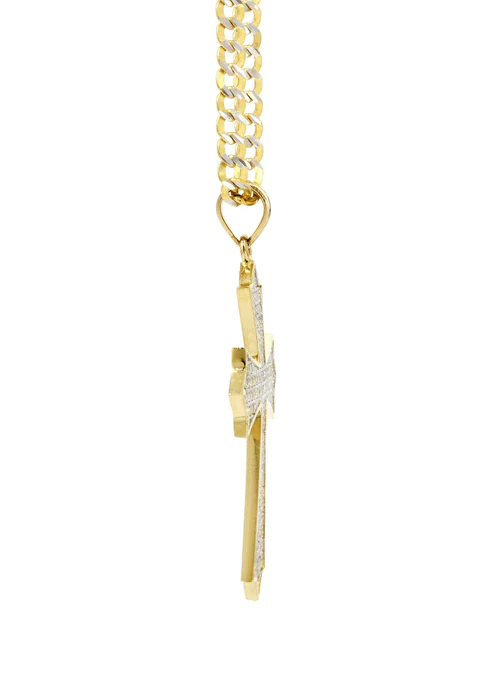 10K Yellow Gold Pave Cross Necklace_4