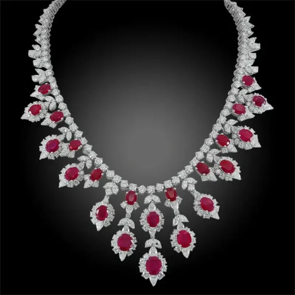 18 Karat Gold Diamond Burma Ruby Neckl