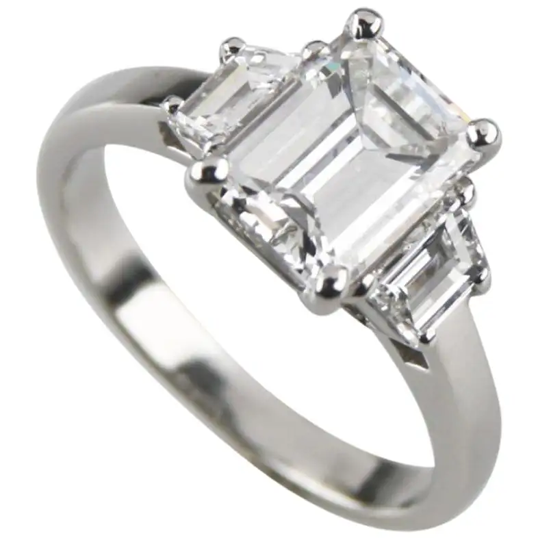 2.10 Carat Emerald Cut Diamond 3-Stone