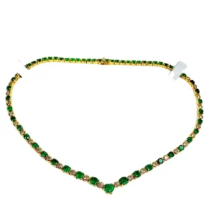 22.00 Carat AAA Colombian Emerald Diamond Necklace 18 Karat Yellow Gold