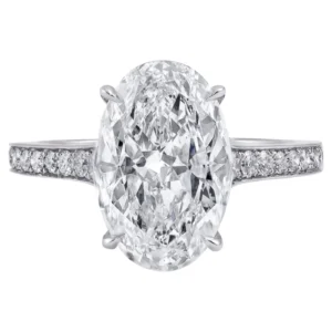3.0 Carats Oval Cut Diamond Engagement Ring with side stones GIA Certified