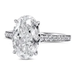3.0 Carats Oval Cut Diamond Engagement Ring with side stones GIA Certified