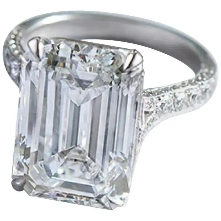 3.51 Carat Emerald Cut Diamond Ring H