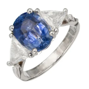 3.90 Carat Sapphire Diamond Platinum Three-Stone Engagement Ring