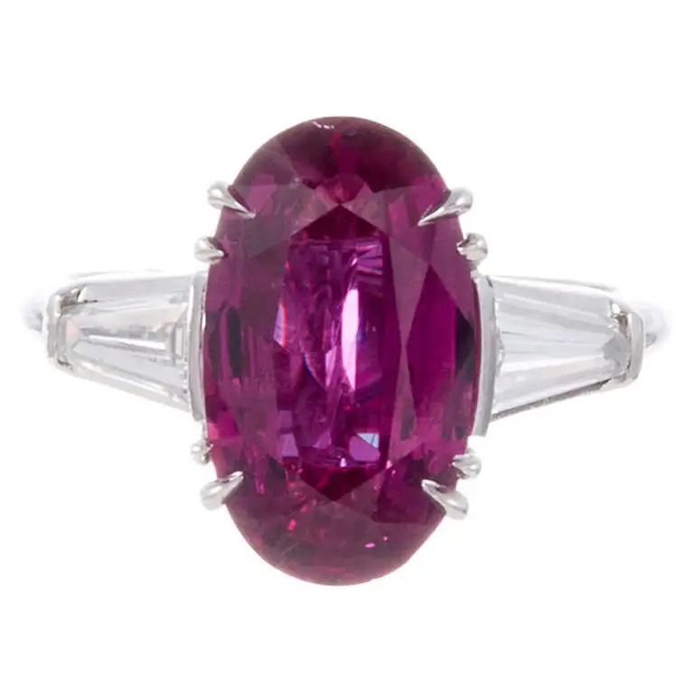 3.94 Carat Ruby and Baguette Diamond