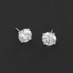 4.10 Carats Diamond Stud Earrings Round Brilliant in White Gold GIA Certified