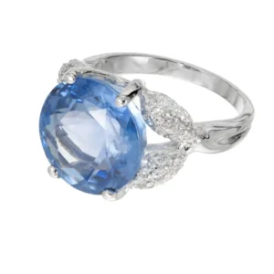 9.13 Carat Ceylon Sapphire Pave Diamond Platinum Engagement Ring GIA Certified
