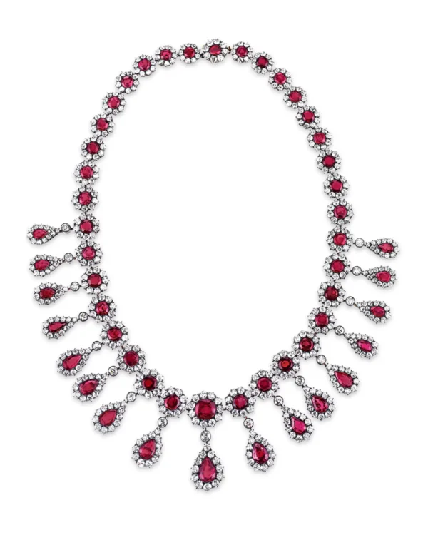 Antique Burma Ruby and Diamond Necklac