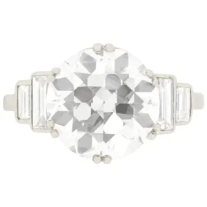 Art Deco EDR Certified 3.67 Carat Transitional Cut Diamond Engagement Ring