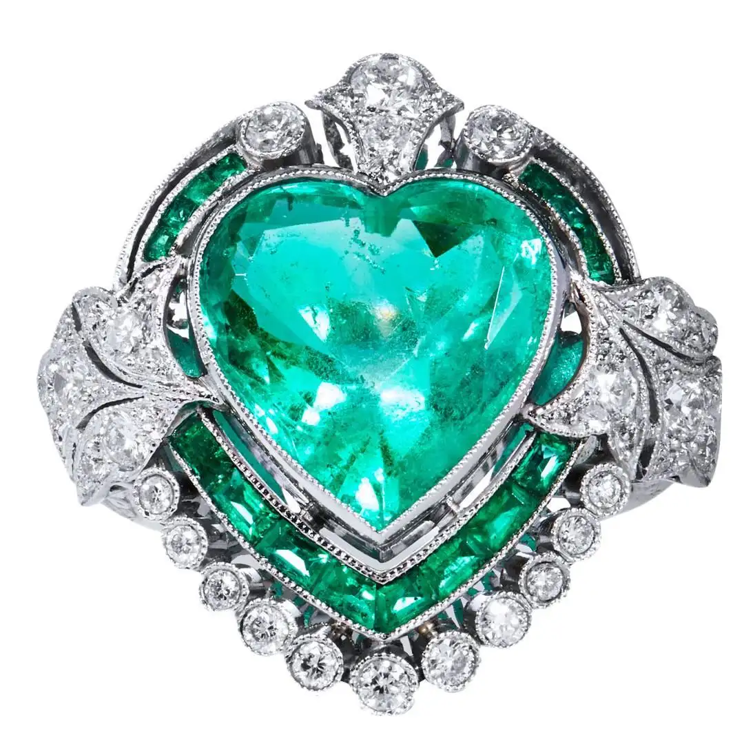 Art Deco Inspired 5.87 Carat Heart Sha