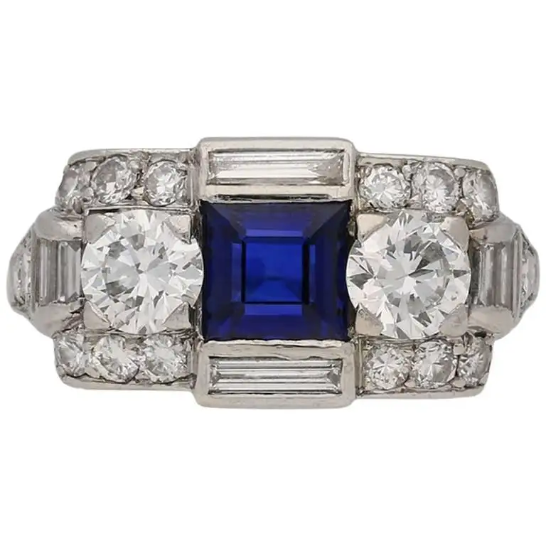 Art Deco Sapphire Diamond Ring Tiffany