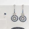 Art Deco Style Sapphire Diamond Platin