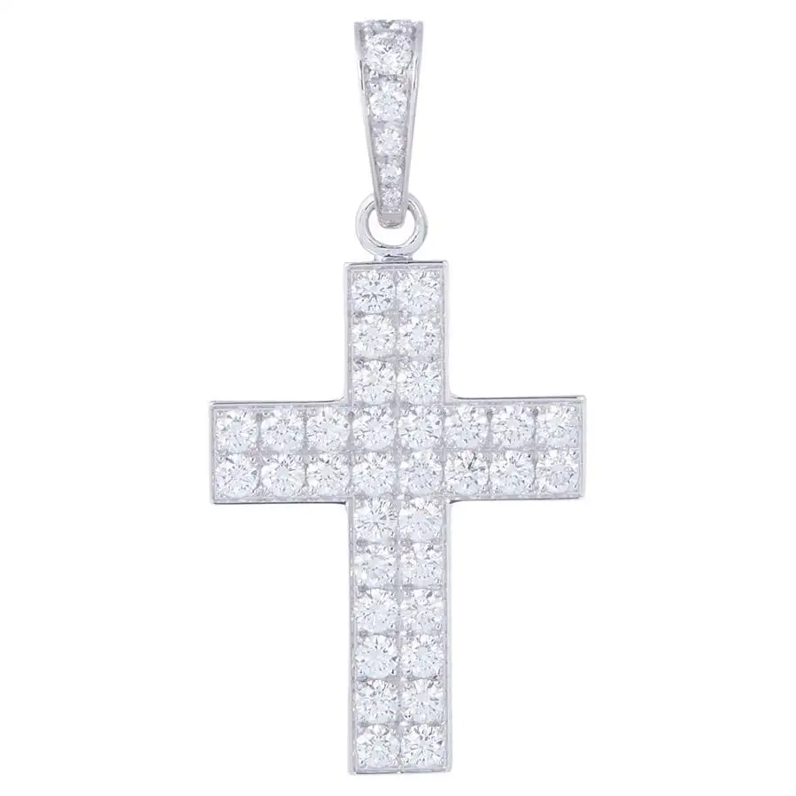 Cartier White Gold Diamond Cross Penda