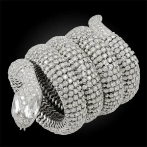 Contemporary Diamond Coiled Serpent Bracelet