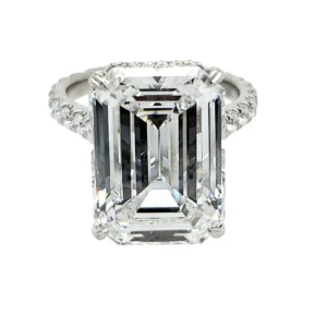 David Rosenberg 10.41 Carat Emerald Cut F VVS2 GIA Diamond Engagement Ring