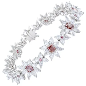 David Rosenberg 13 Carat Fancy Deep Pink/Orangy Pink Argyle GIA Diamond Bracelet