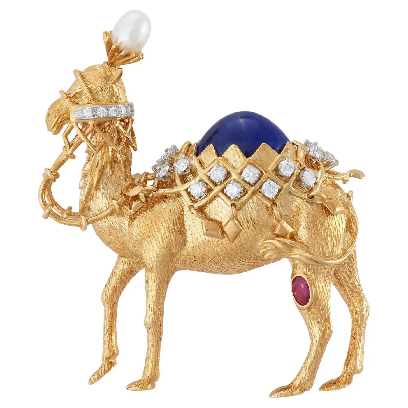 Diamond and Lapis Lazuli Camel Brooch