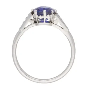 Edwardian Natural Royal Blue Kashmir Sapphire Diamond Ring