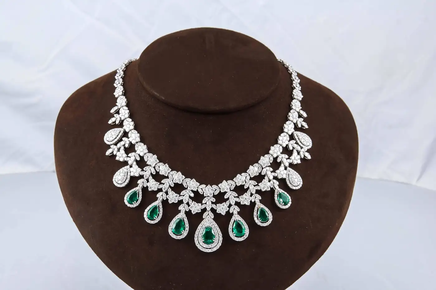 Emerald and Diamond Drop Necklace