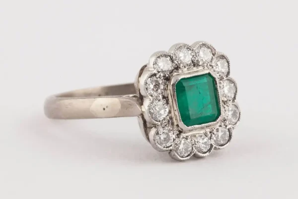 English Emerald and Diamond 18k Gold