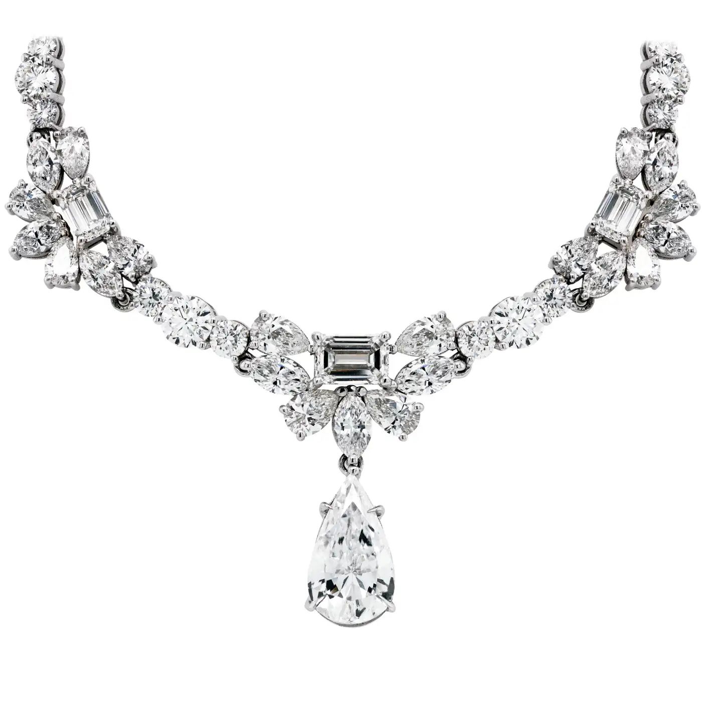 GIA-Certified-Pear-Shape-Drop-Multi-Shape-All-Diamond-Platinum-Necklace-1.webp