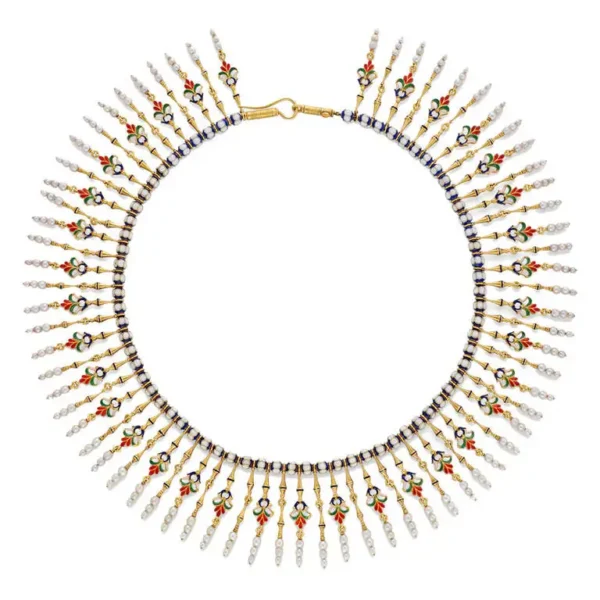 Giuliano Enamel Pearl Gold Fringe Neck