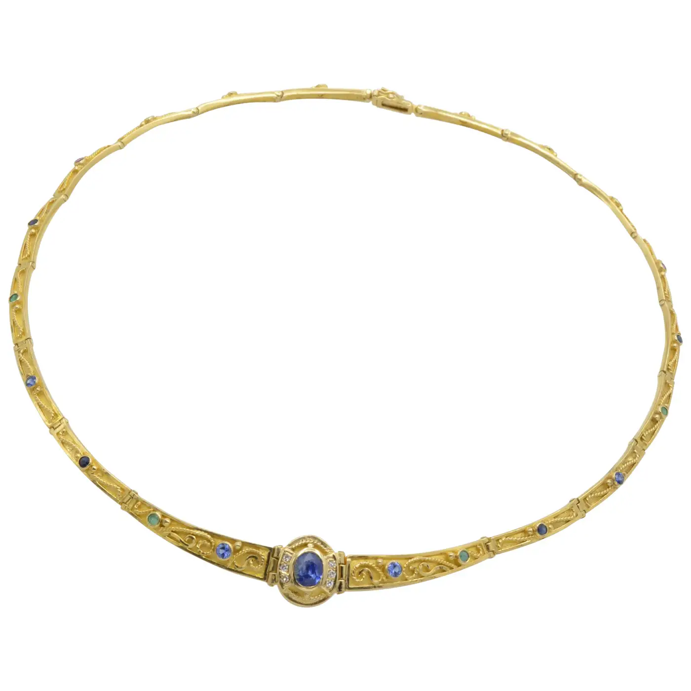 Gold Greek Collar 18K and Sapphires