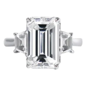 J. Birnbach GIA Certified 3.50 Carat Emerald Cut Diamond Three-Stone Ring