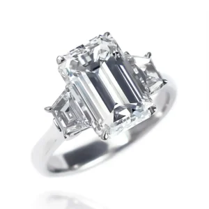 J. Birnbach GIA Certified 3.50 Carat Emerald Cut Diamond Three-Stone Ring