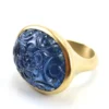 Large Carved Mughal Sapphire 18K Gold