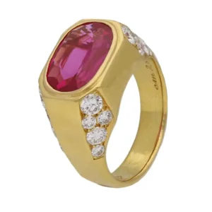 Natural Unenhanced Burmese Ruby Diamond Ring by Bulgari, circa 1970s