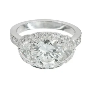 Peter Suchy 2.30 Carat Diamond Platinum Halo Three-Stone Engagement Ring