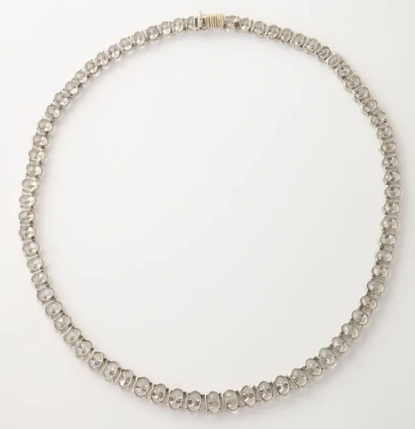 Rare Oval Diamond Platinum Necklace