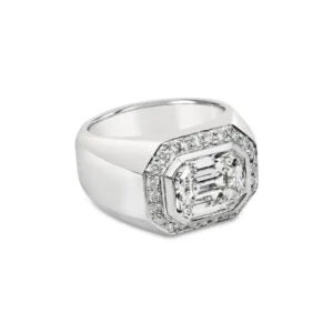 Roman Malakov GIA Certified 3.14 Carats Total Emerald Cut Diamond Men’s Ring