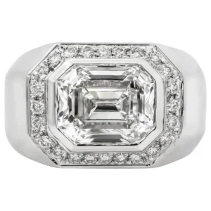 Roman Malakov GIA Certified 3.14 Carats Total Emerald Cut Diamond Men’s Ring