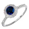 Royal Blue Sapphire Halo Diamond Gold
