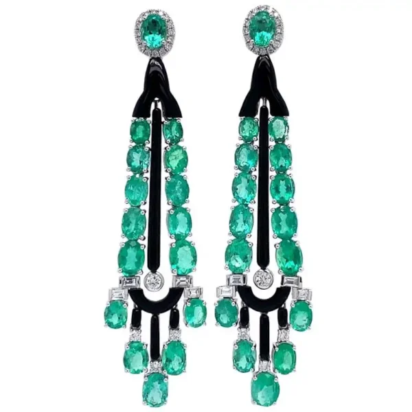 Ruchi New York Black Agate Emerald and