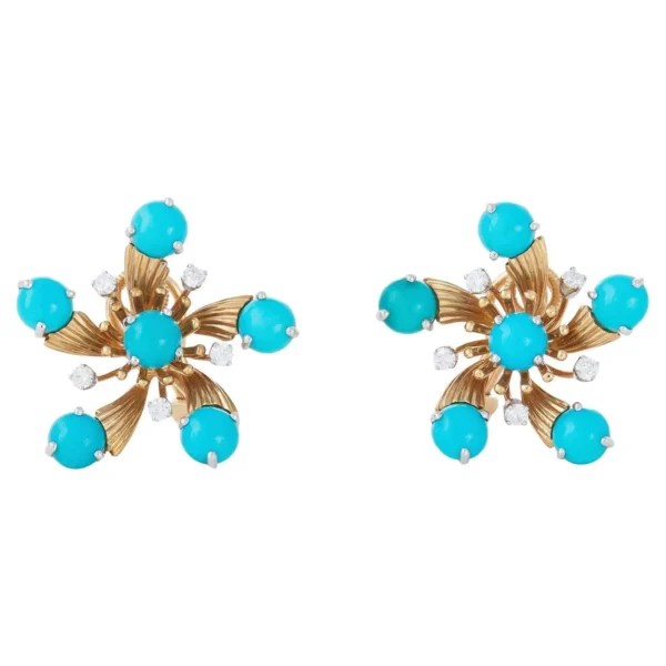 Snowflake Turquoise and Diamond Ear