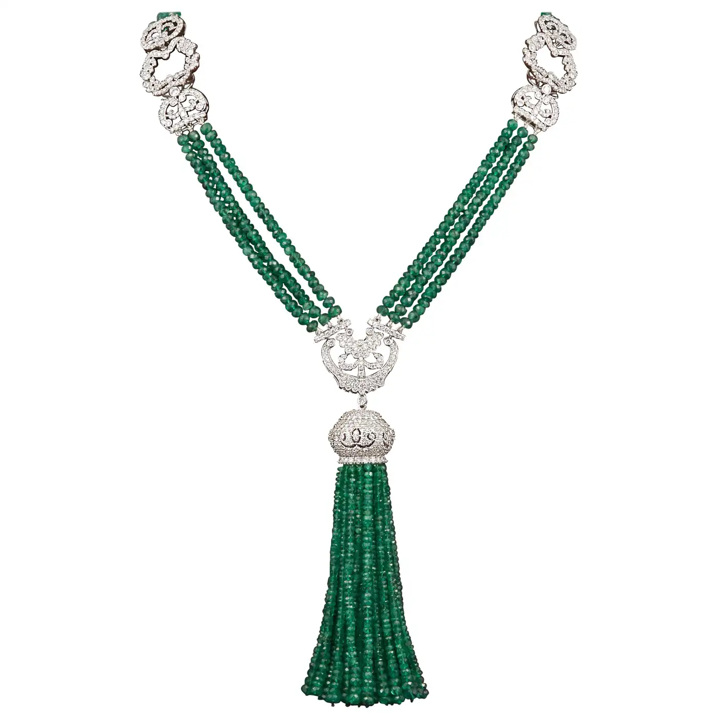 Unique Green Emerald and Diamond Tasse